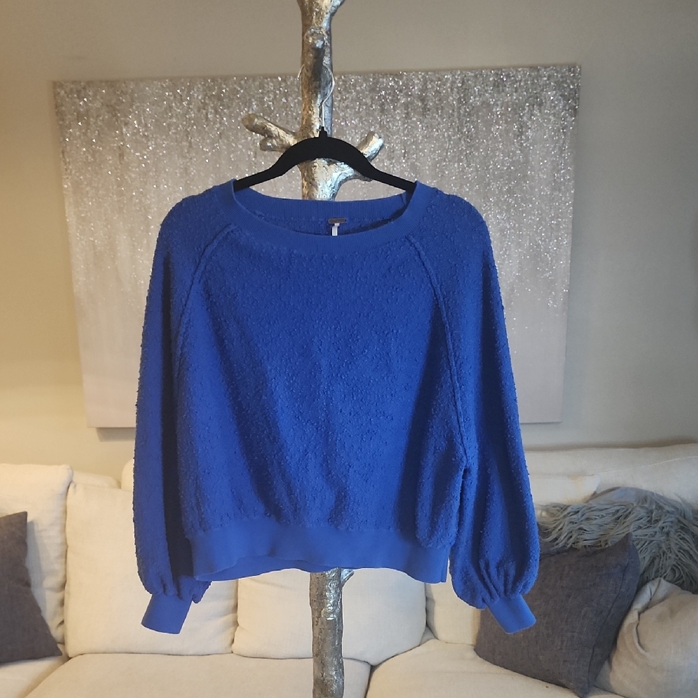 Free People Blue Crew Neck Sweater
